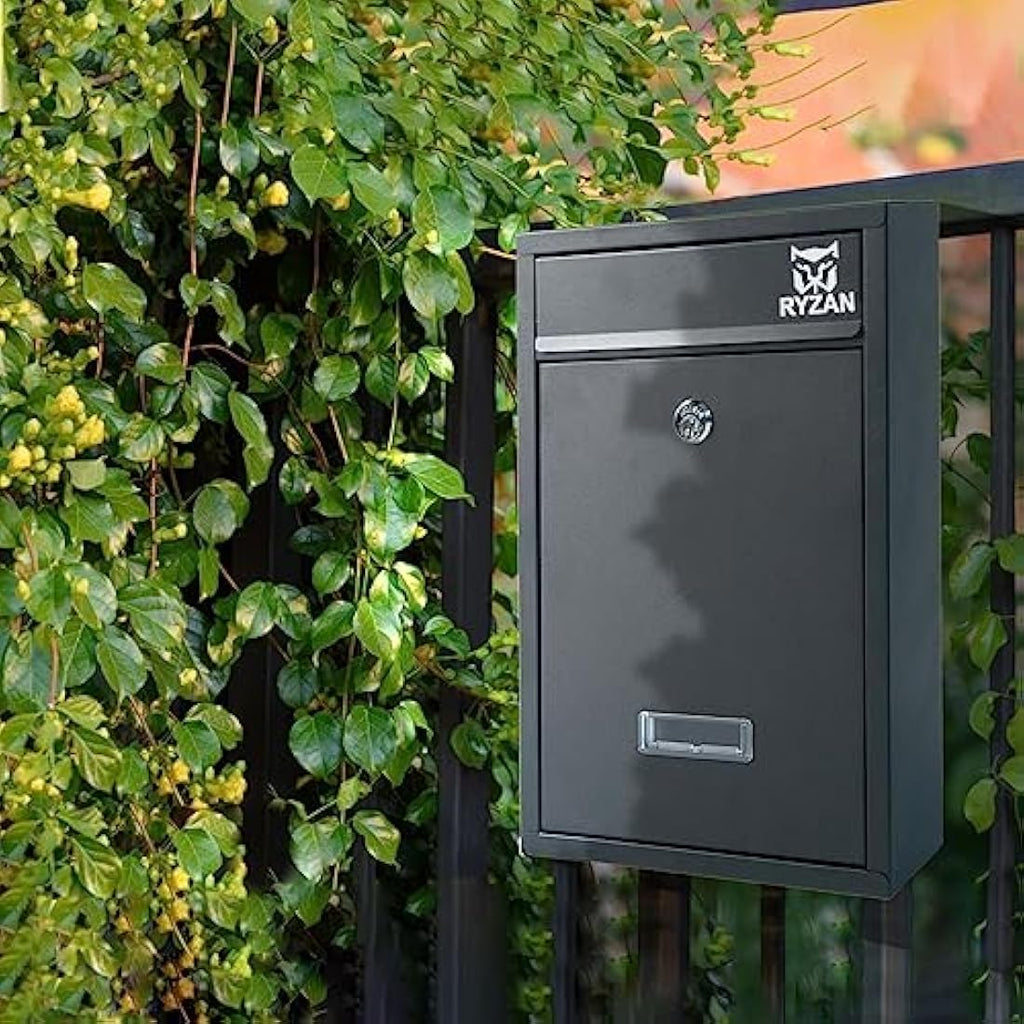 RYZAN Wall Mounted Steel Mailbox – Modern Weatherproof Lockable Postbox