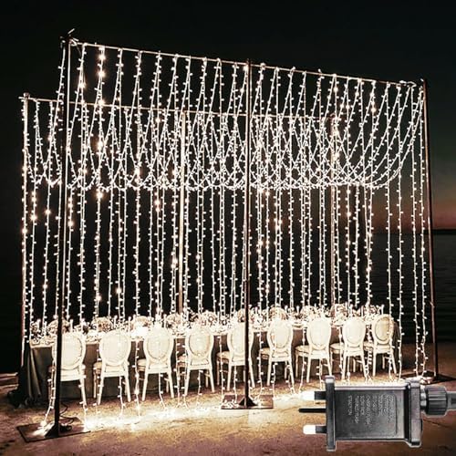Yowin 2 Pack Curtain Lights – 600 LED 6m x 3m Waterproof Fairy Lights, White