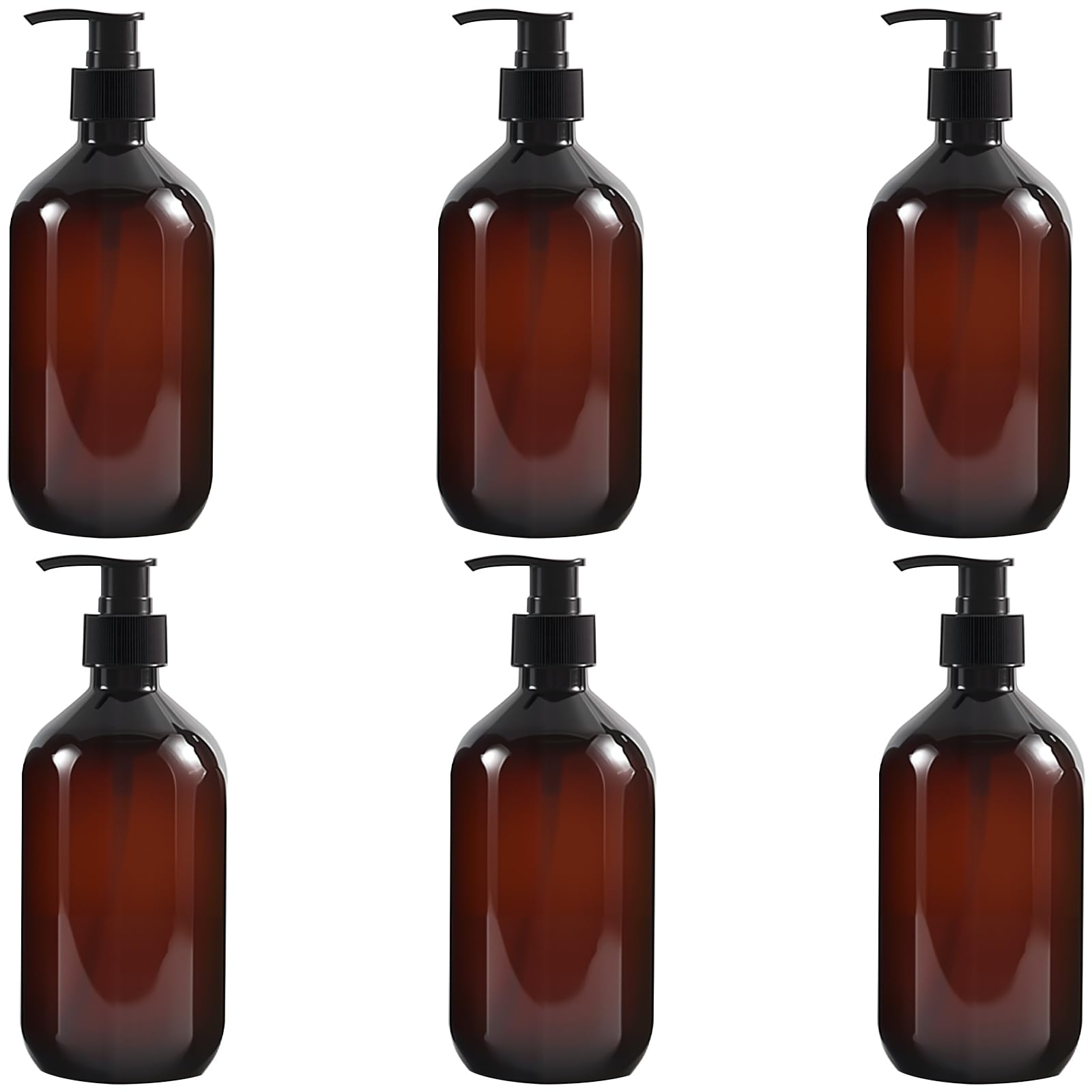 MAHIONG 6 Pack 500ml Plastic Soap Dispenser Bottles | Refillable Pump