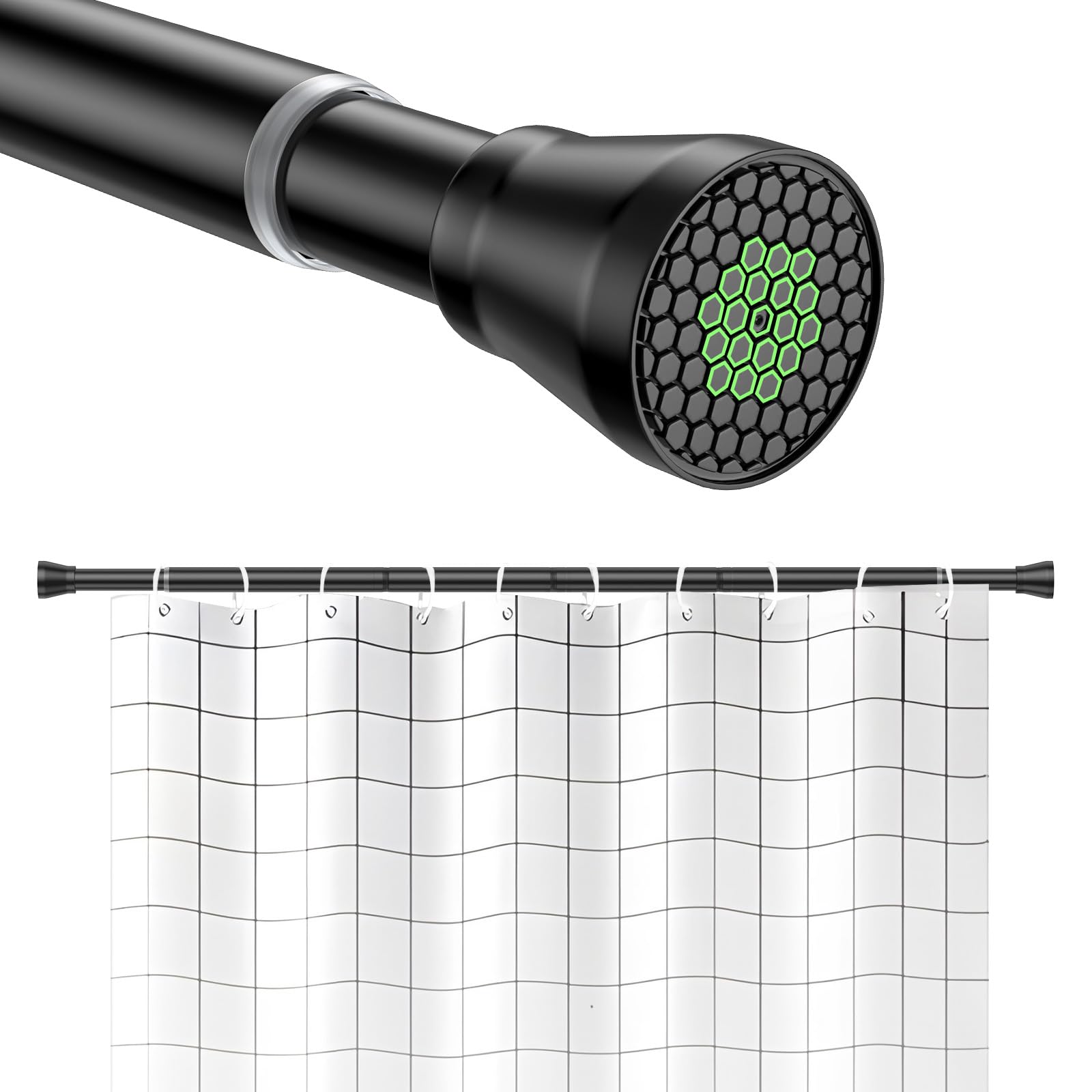 Black Extendable Tension Rod | 115-195cm No-Drill Pole