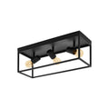 Eglo Silentina Industrial Black Steel Flush Ceiling Light | E27 Socket