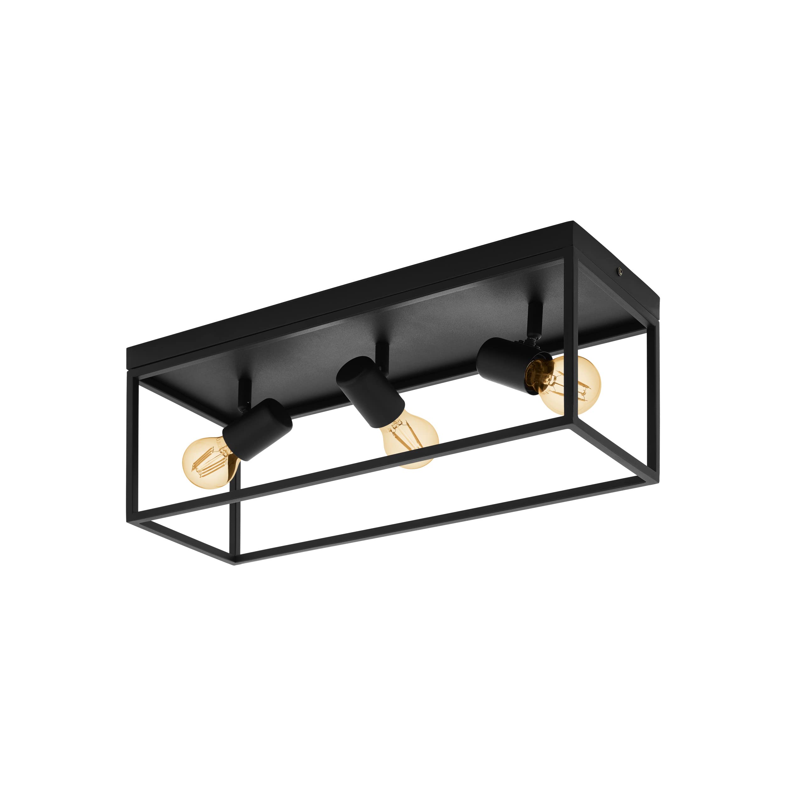 Eglo Silentina Industrial Black Steel Flush Ceiling Light | E27 Socket
