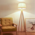 DINGLILIGHTING Wooden Tripod LED Floor Lamp | 3000K Warm White Reading Light