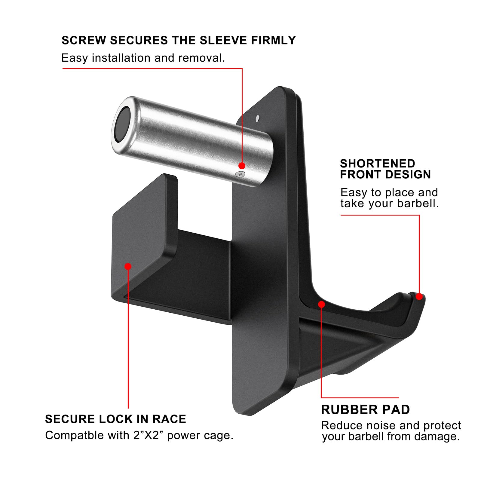 Kipika Safety Spotter Arms & J-Hooks for 2x2 Power Racks | Steel Barbell Holders