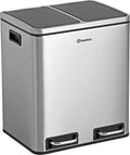 Homra Dual Kitchen Bin 30L – Stainless Steel 2 Compartment Pedal Bin