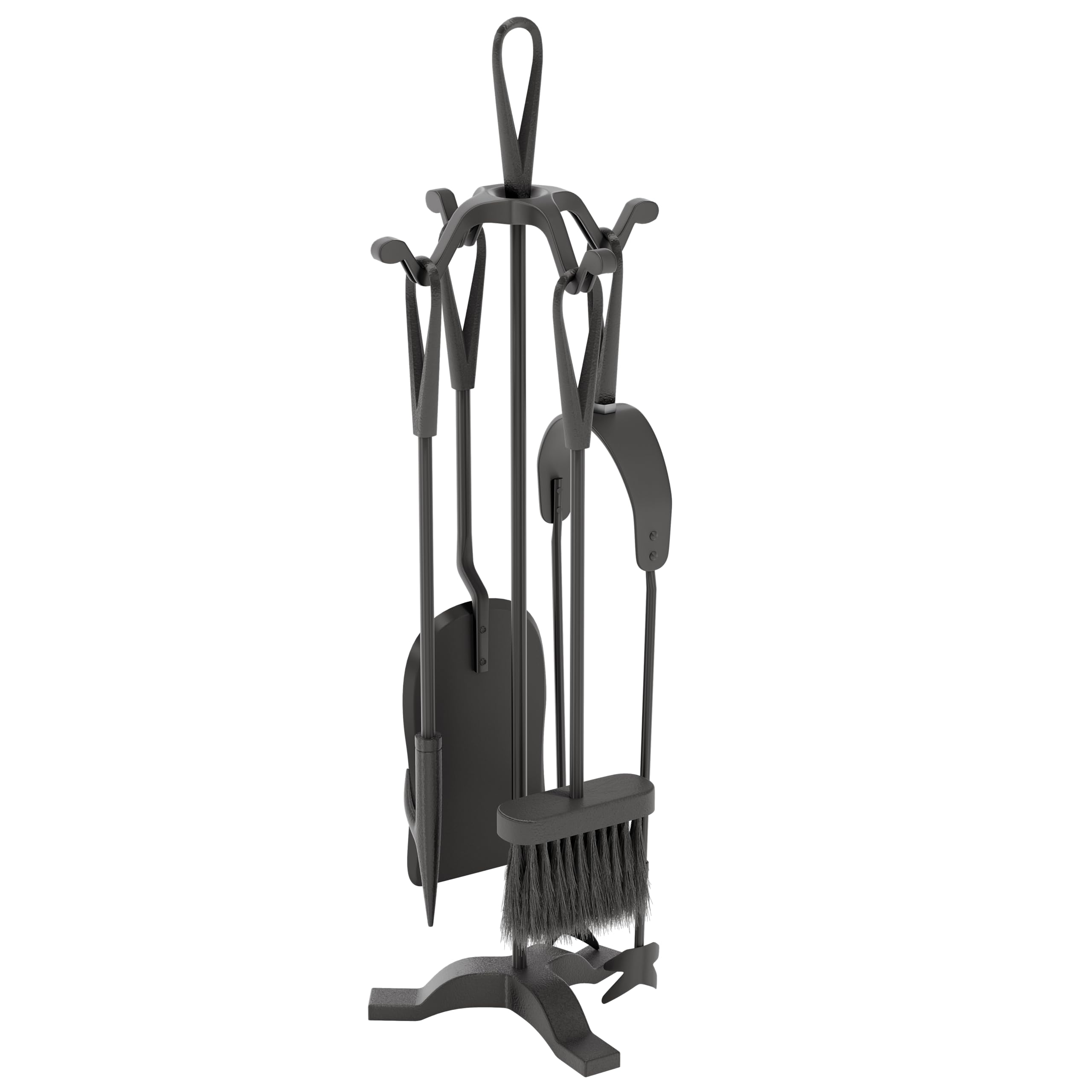 5 Piece Black Iron Fireside Companion Set | Vintage Tools
