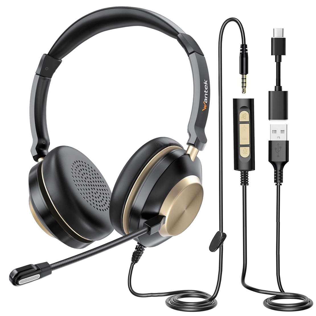 Wantek USB Headset with Noise Cancelling Microphone for PC and Laptop