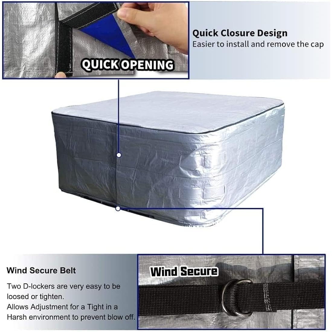 YUJHON Hot Tub Cover | 170G Polyethylene Waterproof Spa Protector