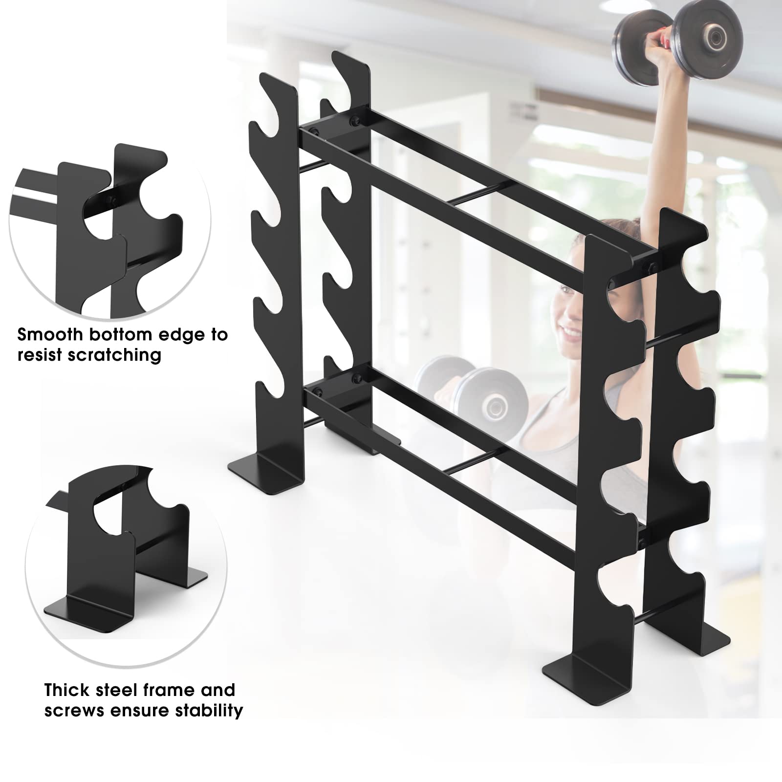 WINNOW Dumbbell Rack – 2-Tier Heavy Duty Steel Weight Storage Holder