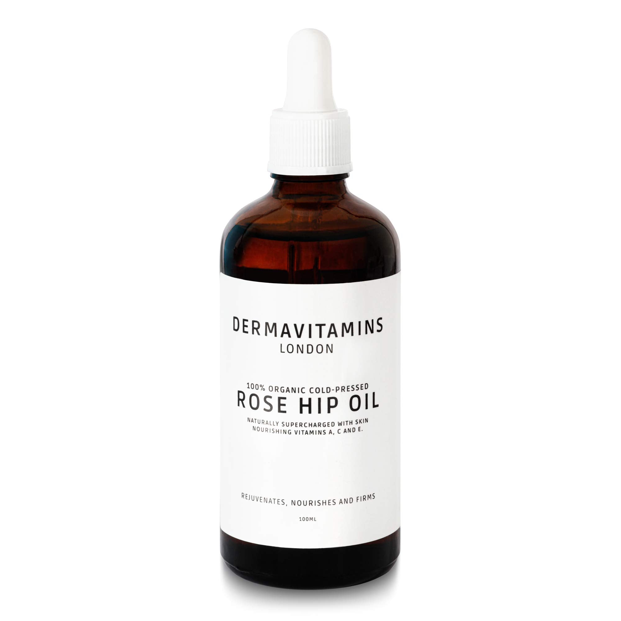 DermaVitamins 100% Organic Cold-Pressed Rose Hip Oil - 100ml Face Serum