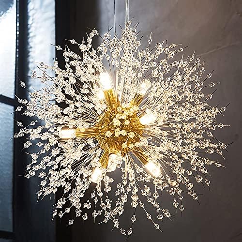 Jolof Store Modern Gold Crystal Dandelion Firework Chandelier – 8-Light