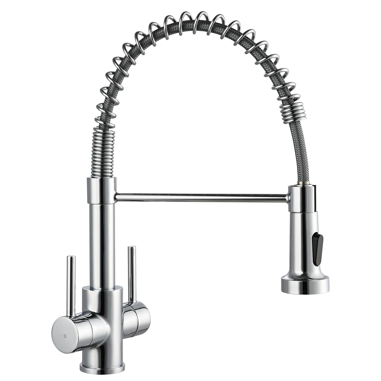 Peppermint Dual Lever Kitchen Tap – Chrome Brass Pull Out Spray Faucet