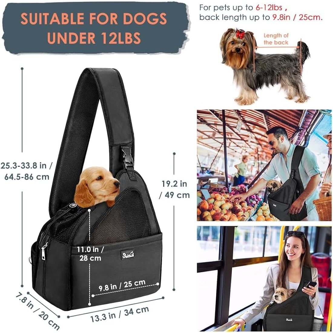Eyein Pet Sling Carrier | Hands-Free Dog & Cat Bag with Hard Bottom Support