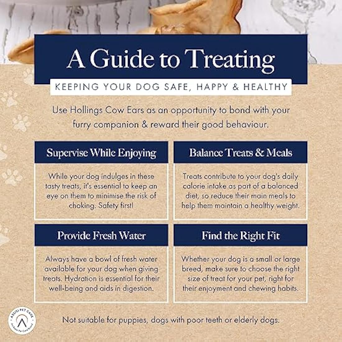 Hollings Natural Cow Ears Dog Treats | Grain Free Joint Support (40 Pack)
