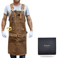 BRITEREE Waxed Canvas Woodworking Apron with 9 Tool Pockets for Men
