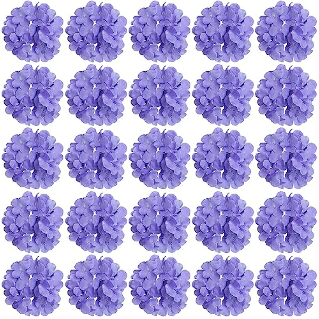 FagusHome 30 Pcs Silk Hydrangea Heads with Stems for Wedding Decor