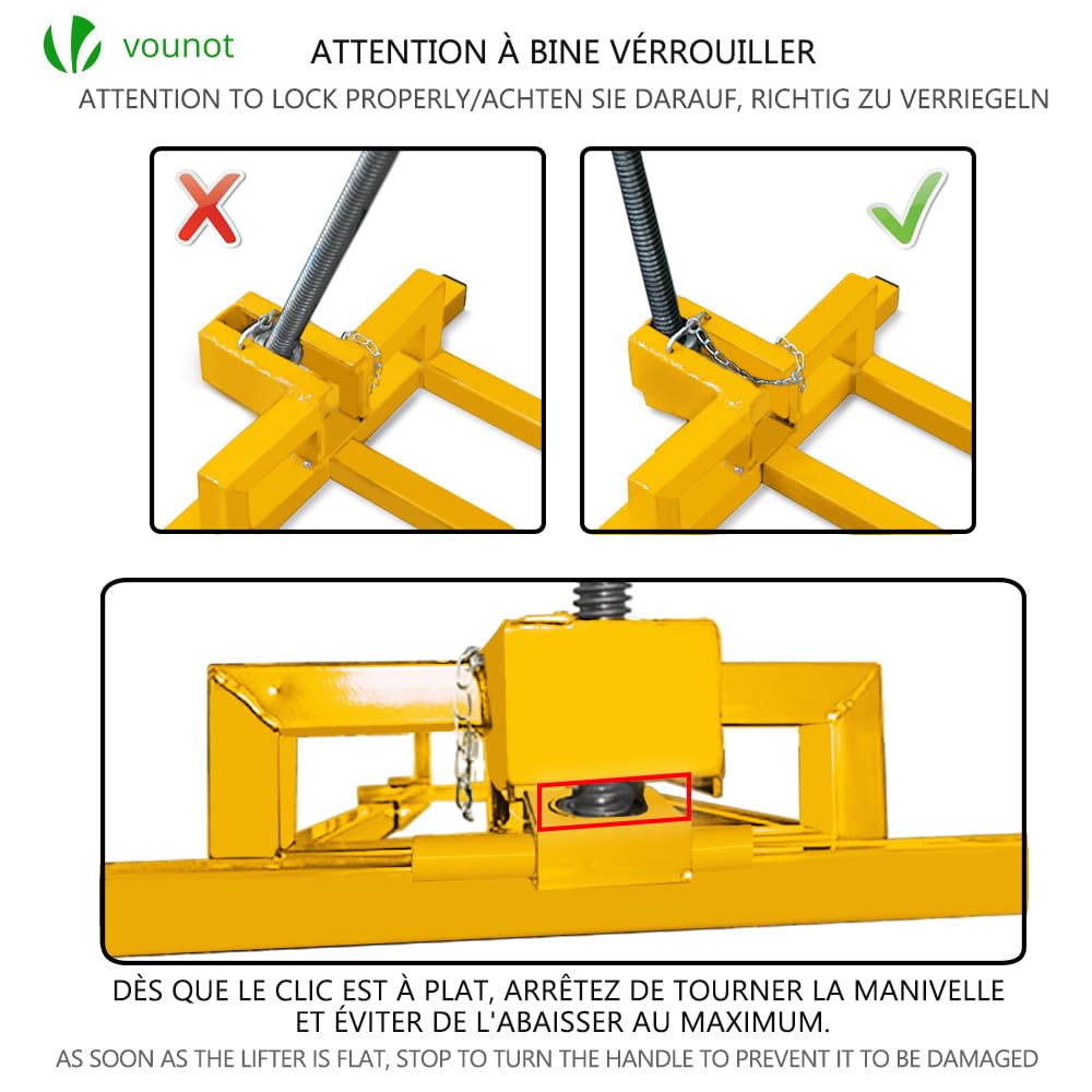VOUNOT Ride on Mower Jack - 400kg Telescopic Maintenance Lift - Yellow