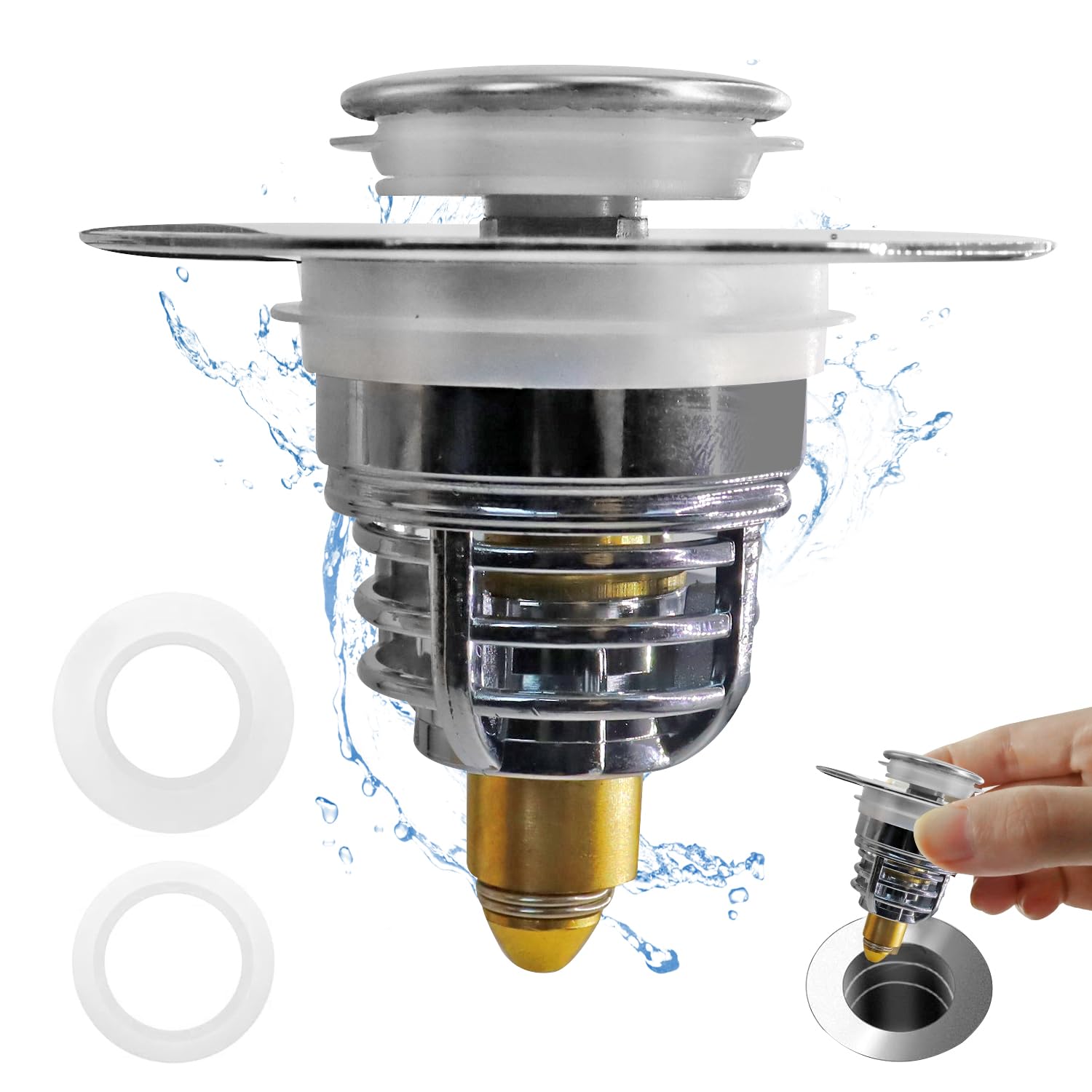 Jolof Store Universal Sink Drain Stopper – Stainless Steel Anti-Clog Plug