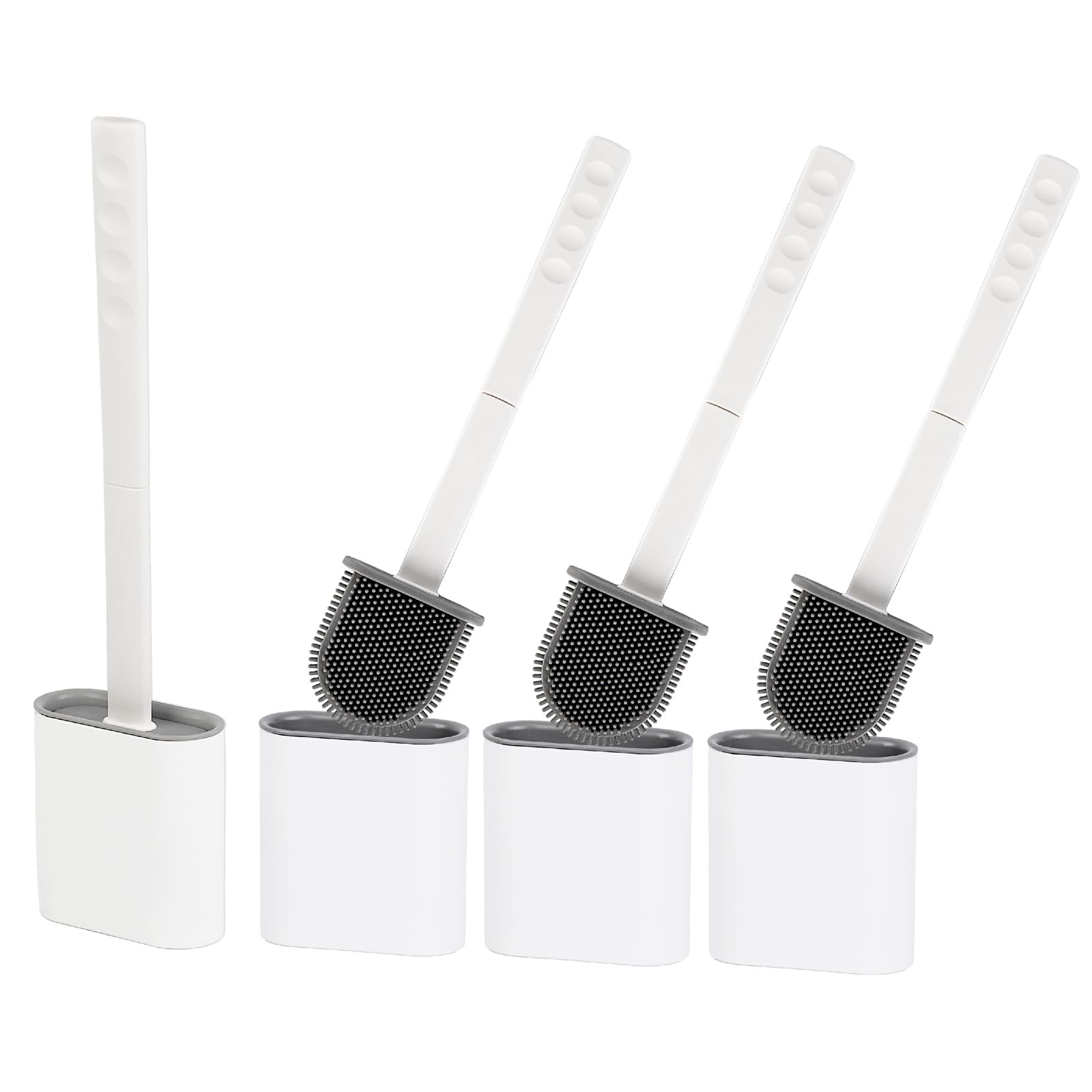 Silicone Toilet Brush Set – 4 Pack Drip-Free White