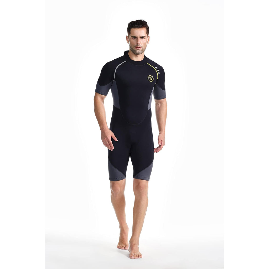 ZCCO Men's 1.5mm Neoprene Shorty Wetsuit – Back Zip Short Sleeve