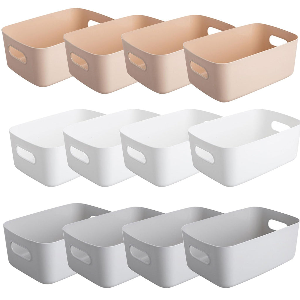 Yeqqzq 12 Pcs Plastic Storage Bins, Storage Basket with Handles, Toy Organizers and Storage Containers for Home Cupboard Kitchen Office Bathroom - image 1