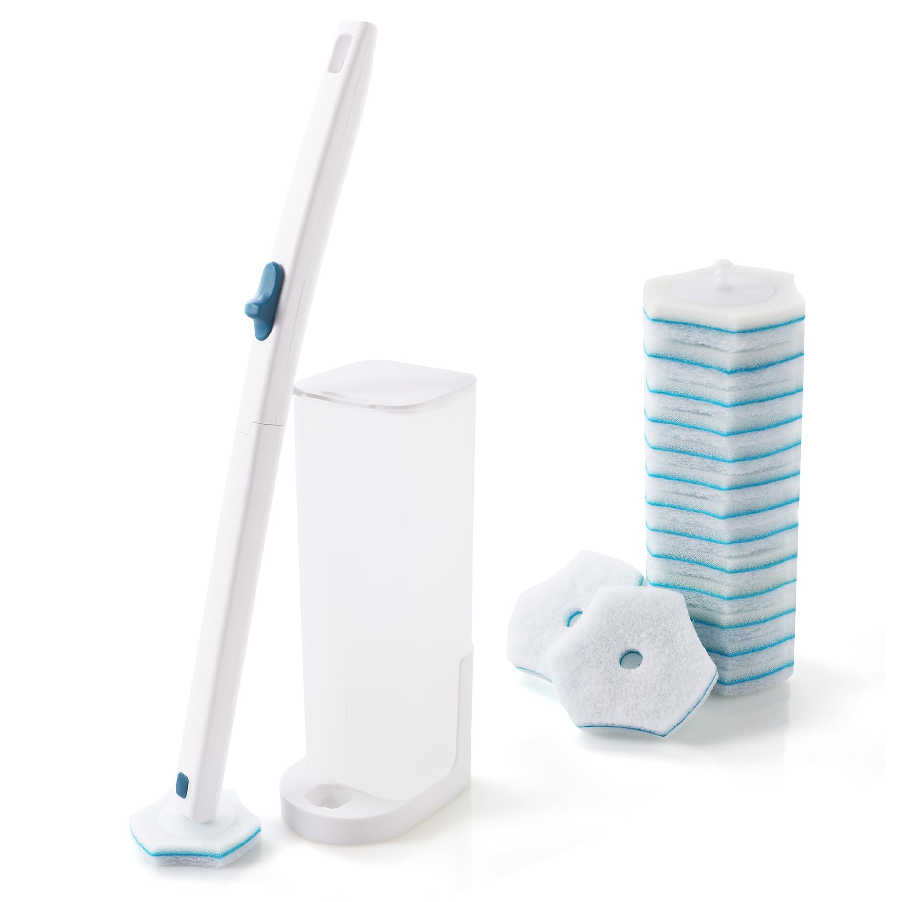 CLEANHOME Disposable Toilet Brush Set with 15 Refill Heads |