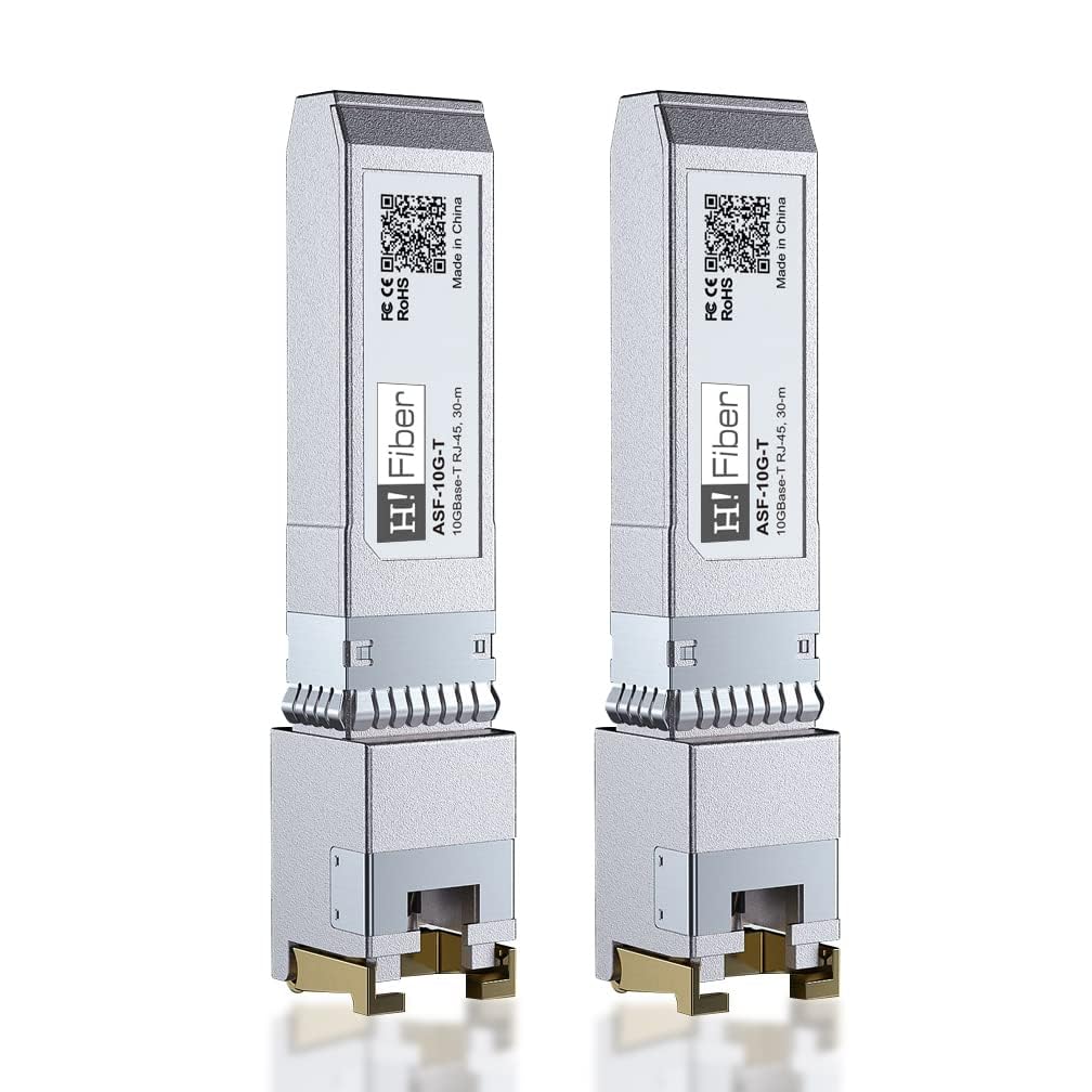 H!Fiber.com HPE Compatible 10GBASE-T SFP+ to RJ45 Copper Module, 2-Pack