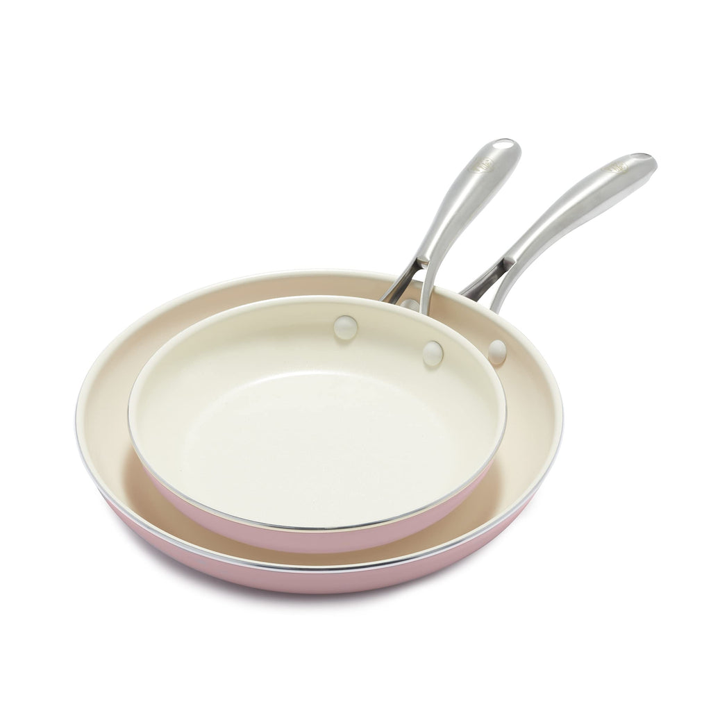 GreenLife Artizan 2-Piece Ceramic Non-Stick Frying Pan Set, Pink | Induction