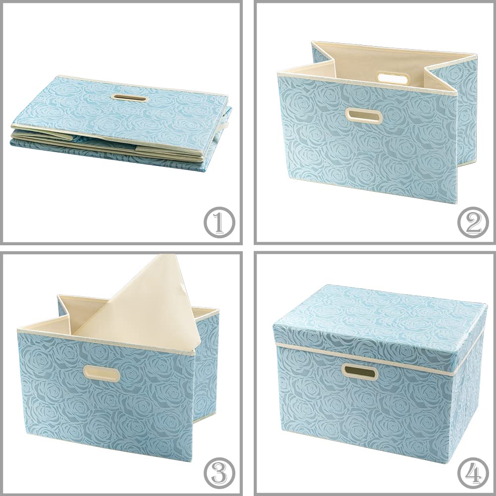 Prandom Storage Boxes with Lids Large.Rose Pattern Fabric Decorative Storage Box, Really Useful Box,Clothing Storage,Cubes - image 3