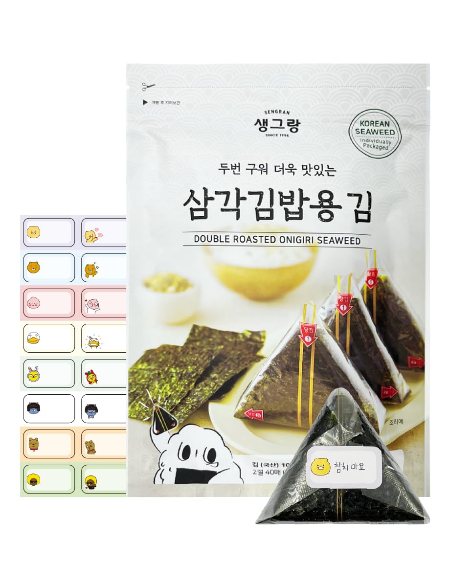 Korean Onigiri Seaweed Wrappers - 40 Sheets with Stickers