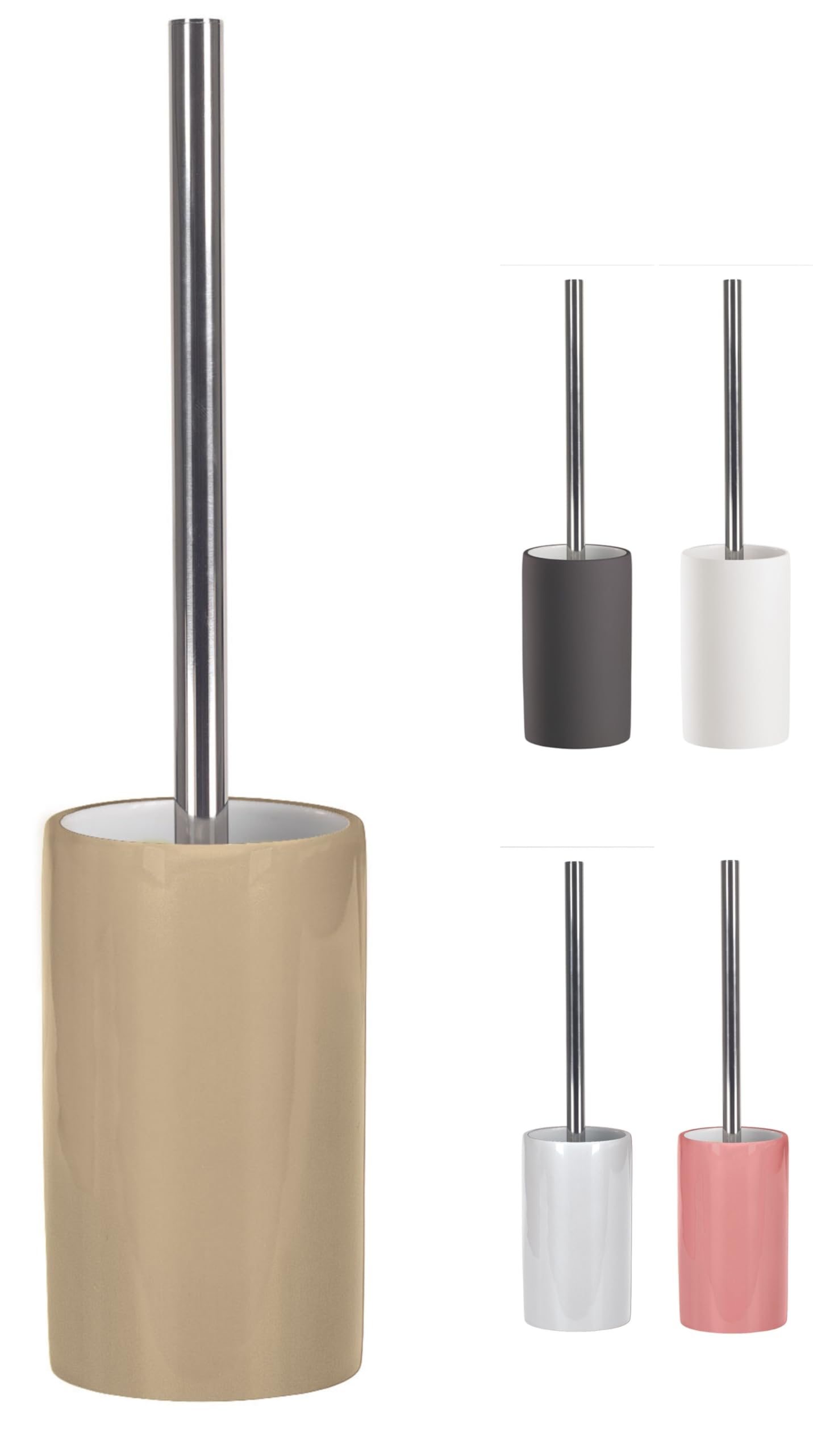 KW Pure Porcelain Toilet Brush and Holder – Latte Gloss Ceramic