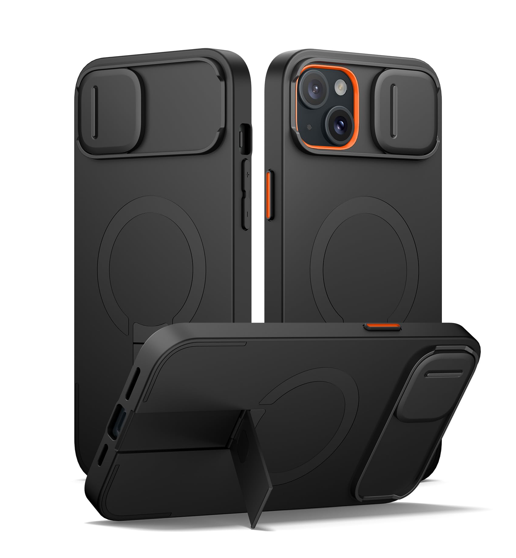 SURITCH Magnetic Case for iPhone 14/15 Plus – Shockproof Kickstand Cover
