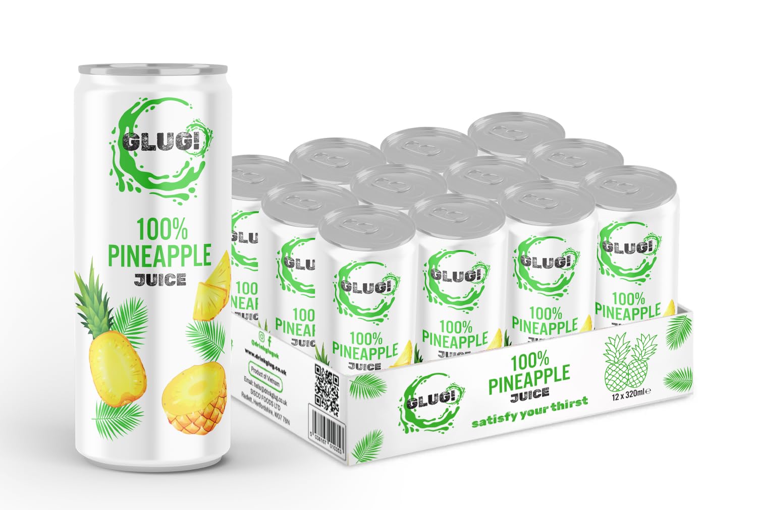 GLUG! 100% Pineapple Fruit Juice - No Added Sugar (12 x 320ml)