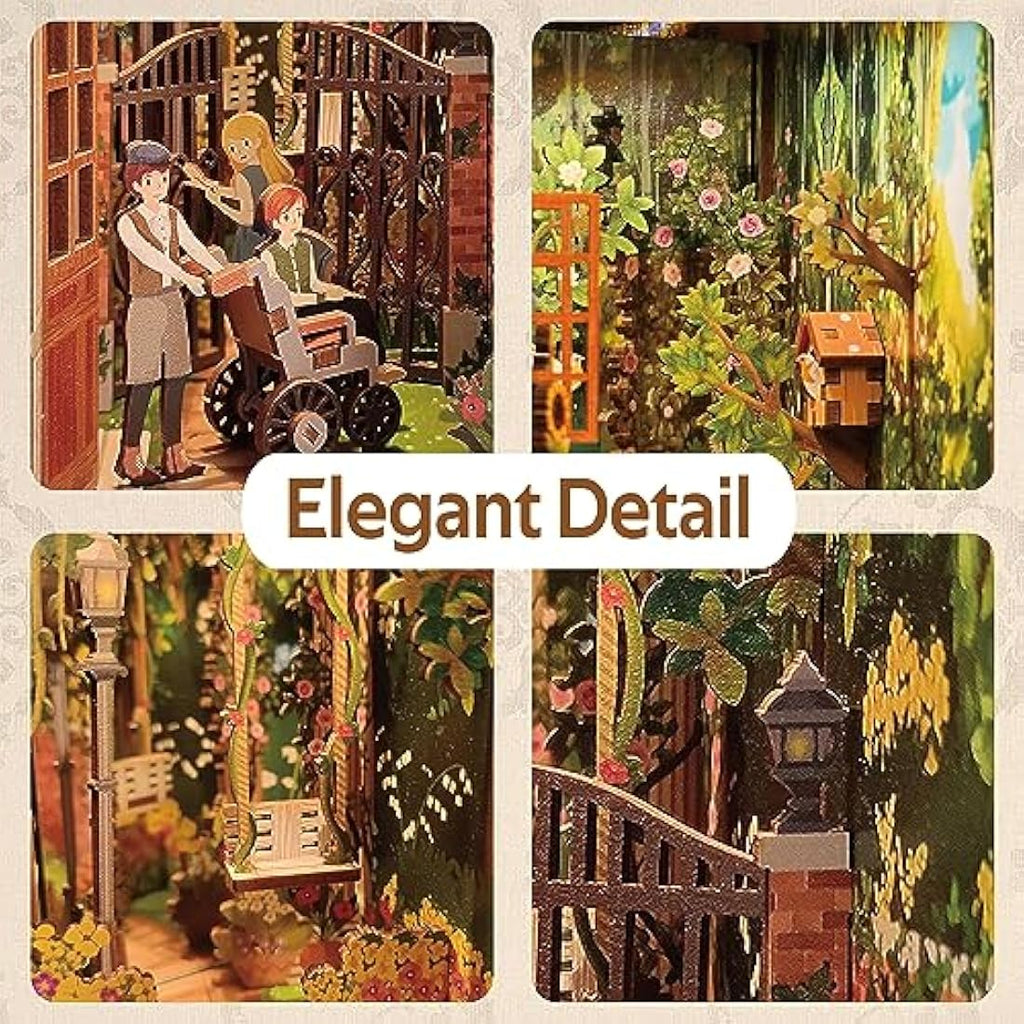 Tonecheer DIY Book Nook Kit – The Secret Garden 3D Wooden Puzzle with LED