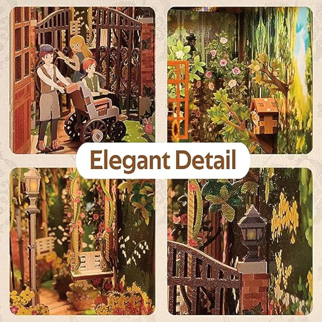 Tonecheer DIY Book Nook Kit – The Secret Garden 3D Wooden Puzzle with LED