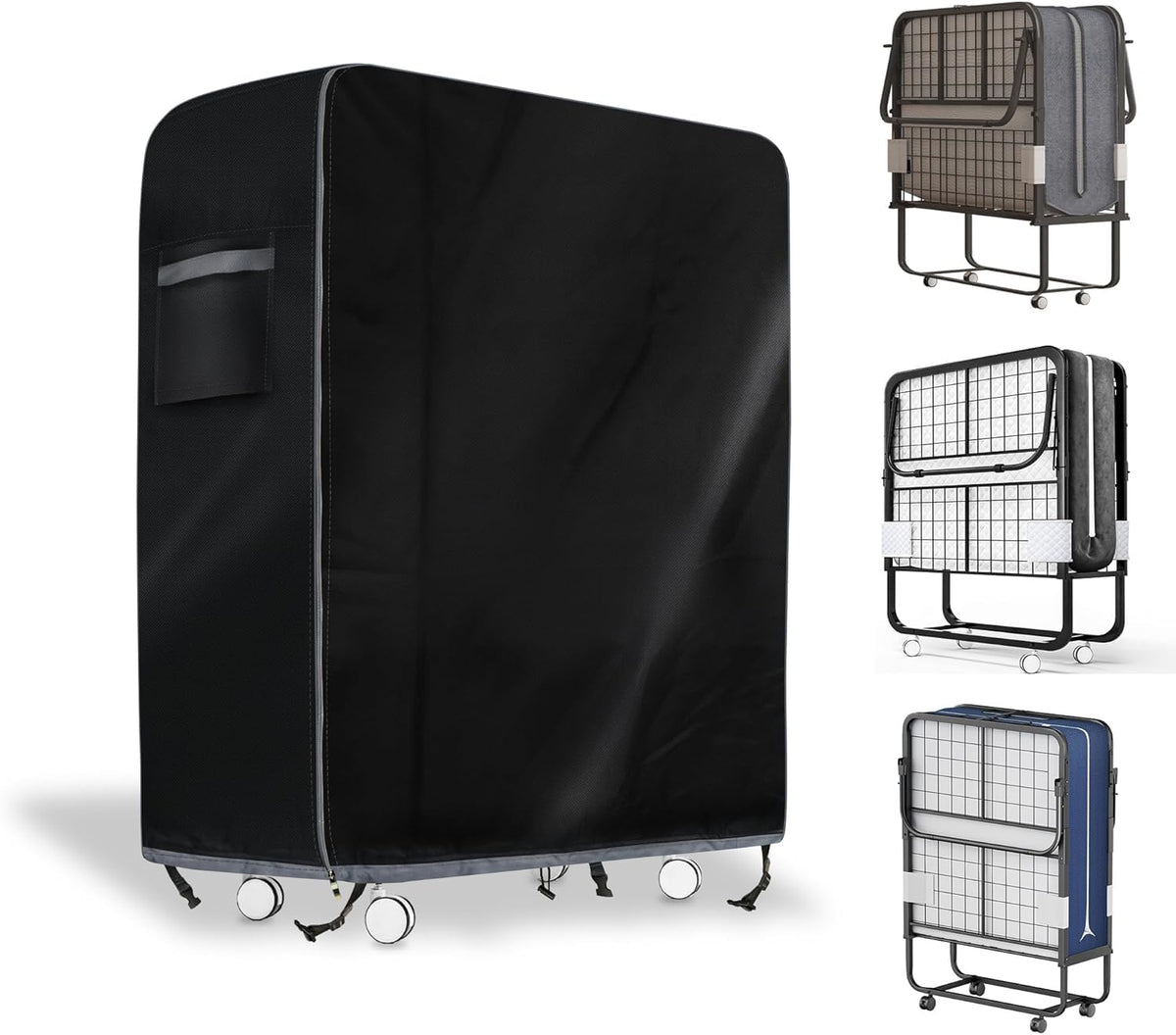 Folding Bed Storage Cover, Waterproof & Dustproof 40" L x 13" W x 41" H Rollaway Beds, Thick Fabric with Storage Bag for Indoor/Outdoor Use - image 1