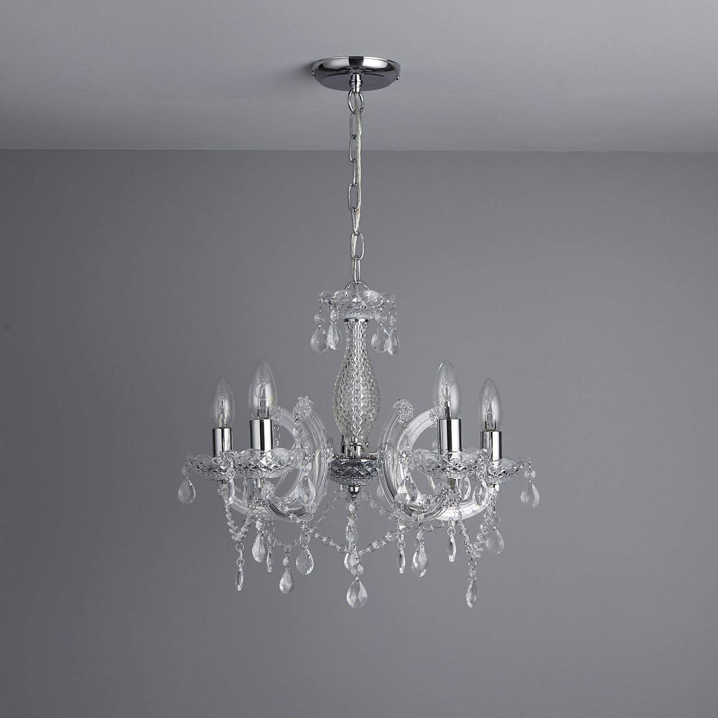 Jolof Store 5-Light Chrome Chandelier | Smoked Acrylic Pendant Light