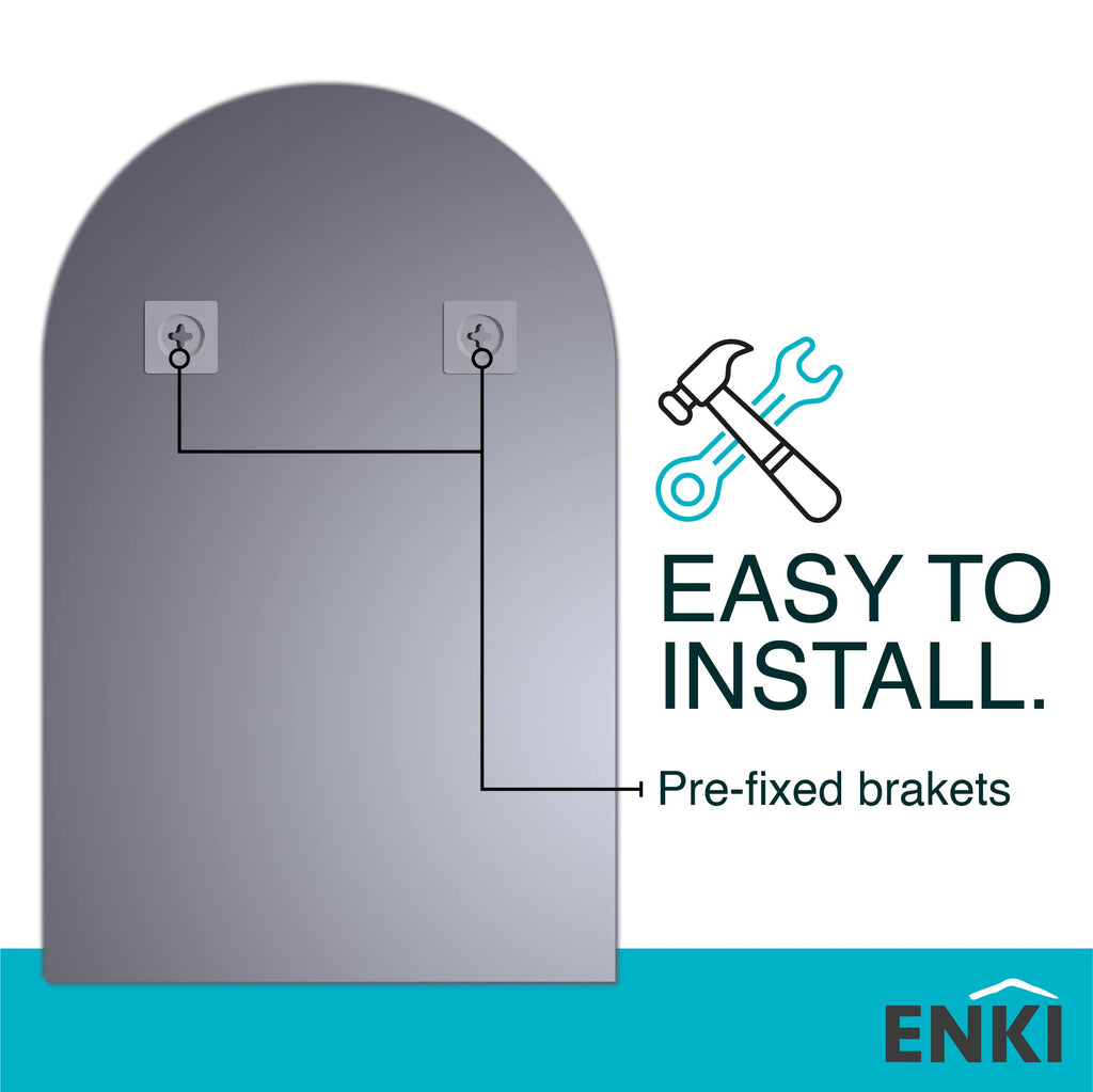 ENKI Horizon Frameless Arched Wall Mirror | Polished Glass 40x60cm