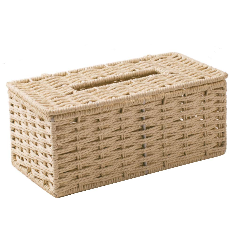 Rattan Tissue Box – Vintage Beige Napkin Holder Case