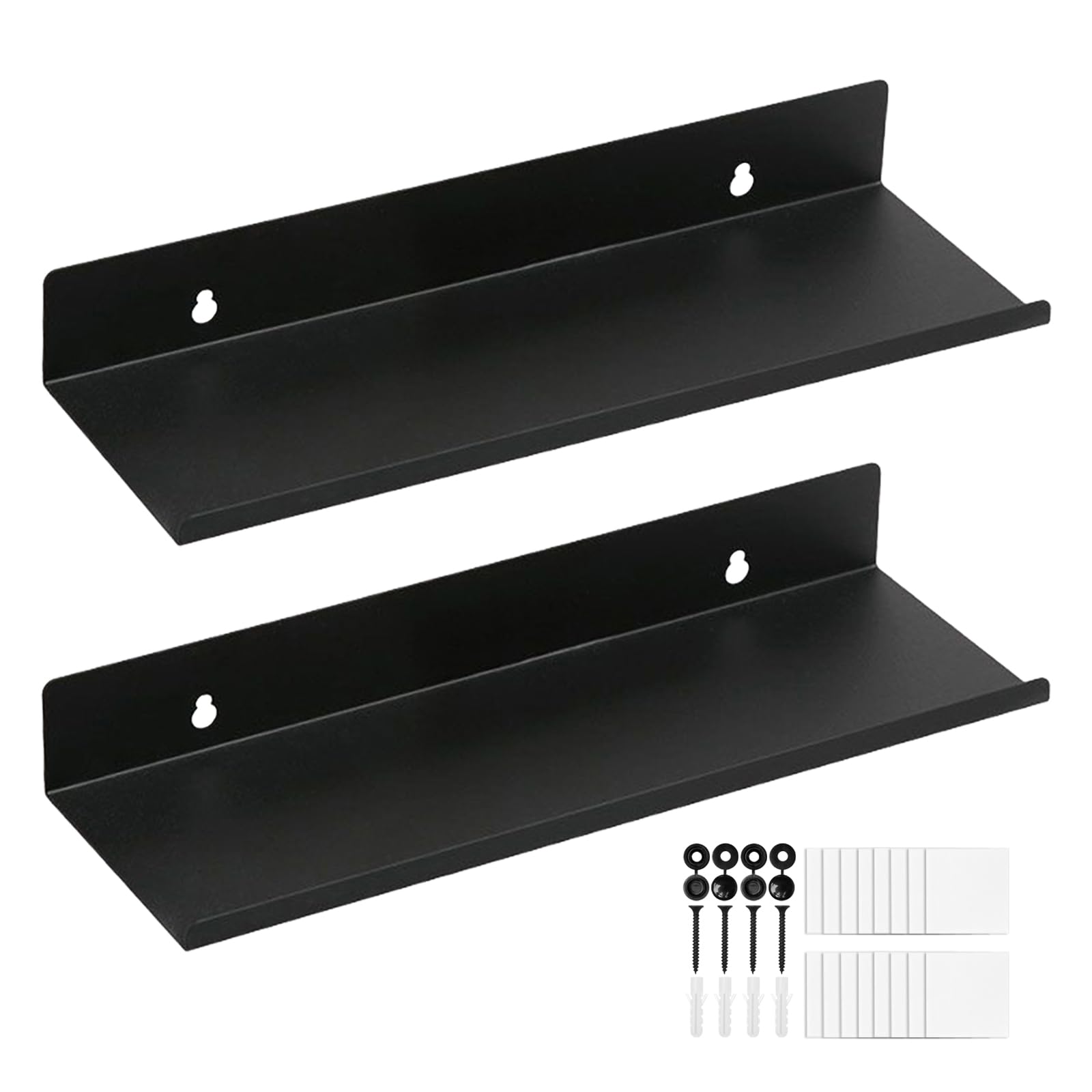 Pilikoll 30cm Black Metal Floating Shelves – 2 Pcs Wall Mounted Storage