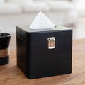 Black Wooden Tissue Box Holder – Square Solid Wood Cover