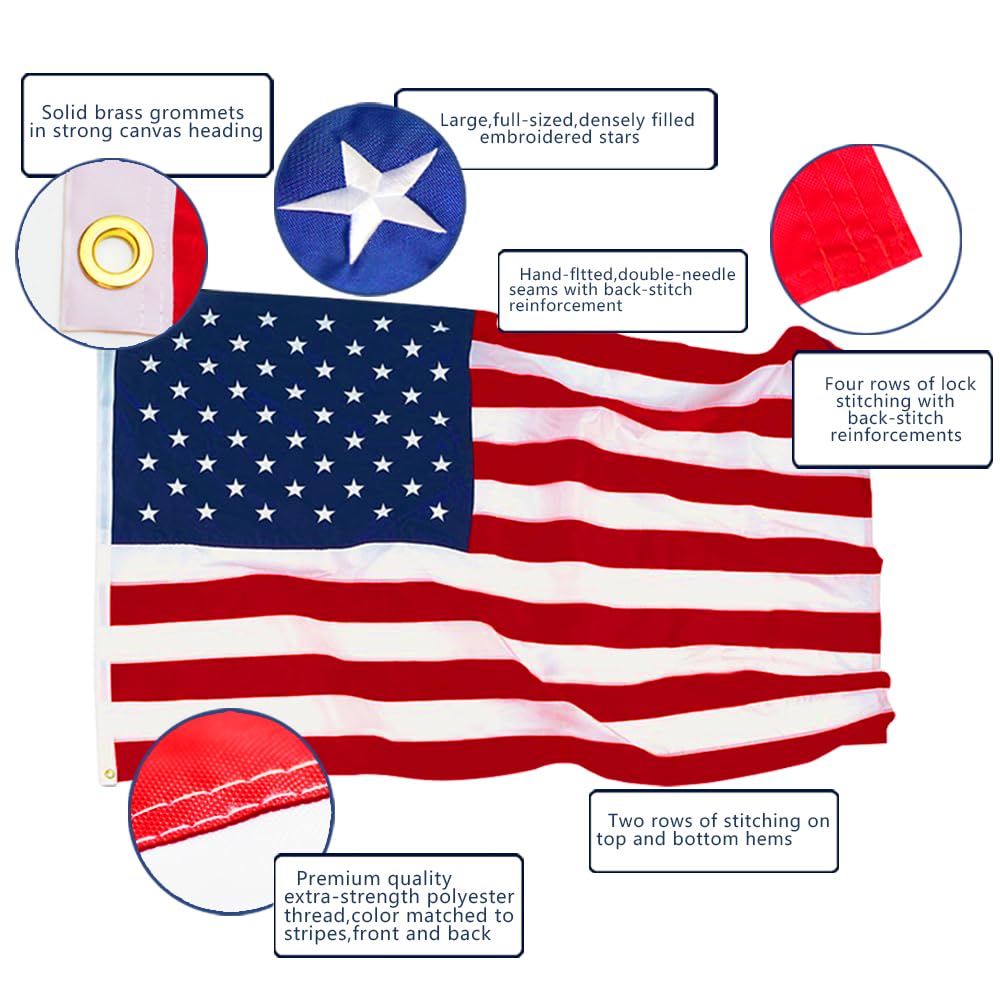 Anley EverStrong American US Flag - 6x10 Ft Heavy Duty Nylon USA Banner