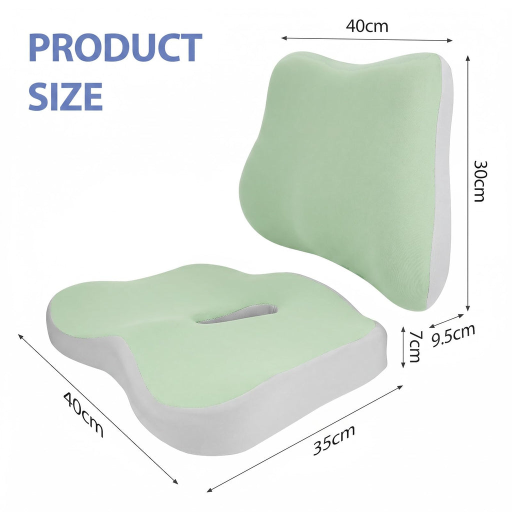 Seat Cushion and Lumbar Support - Memory Foam Chair Cushion and Back Support for Tailbone & Back Pain Relief Ergonomic Coccyx Cushion for Home Office - image 2