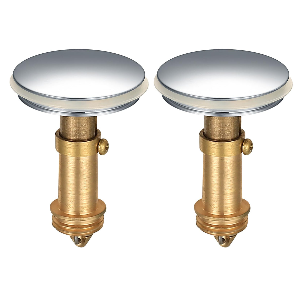 2 PCS 38mm Pop Up Sink Plugs, Bathroom Push Drain Stopper, Brass Chrome - image 1