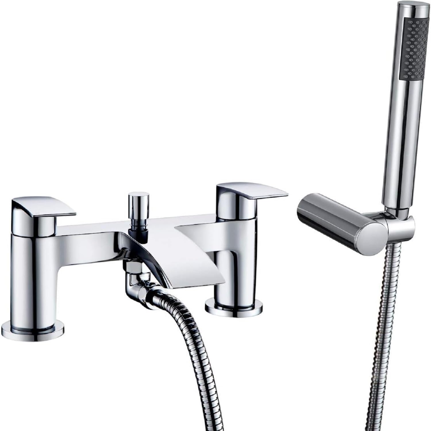 Hapilife Waterfall Bath Mixer Tap with Handheld Shower Head | Chrome Brass
