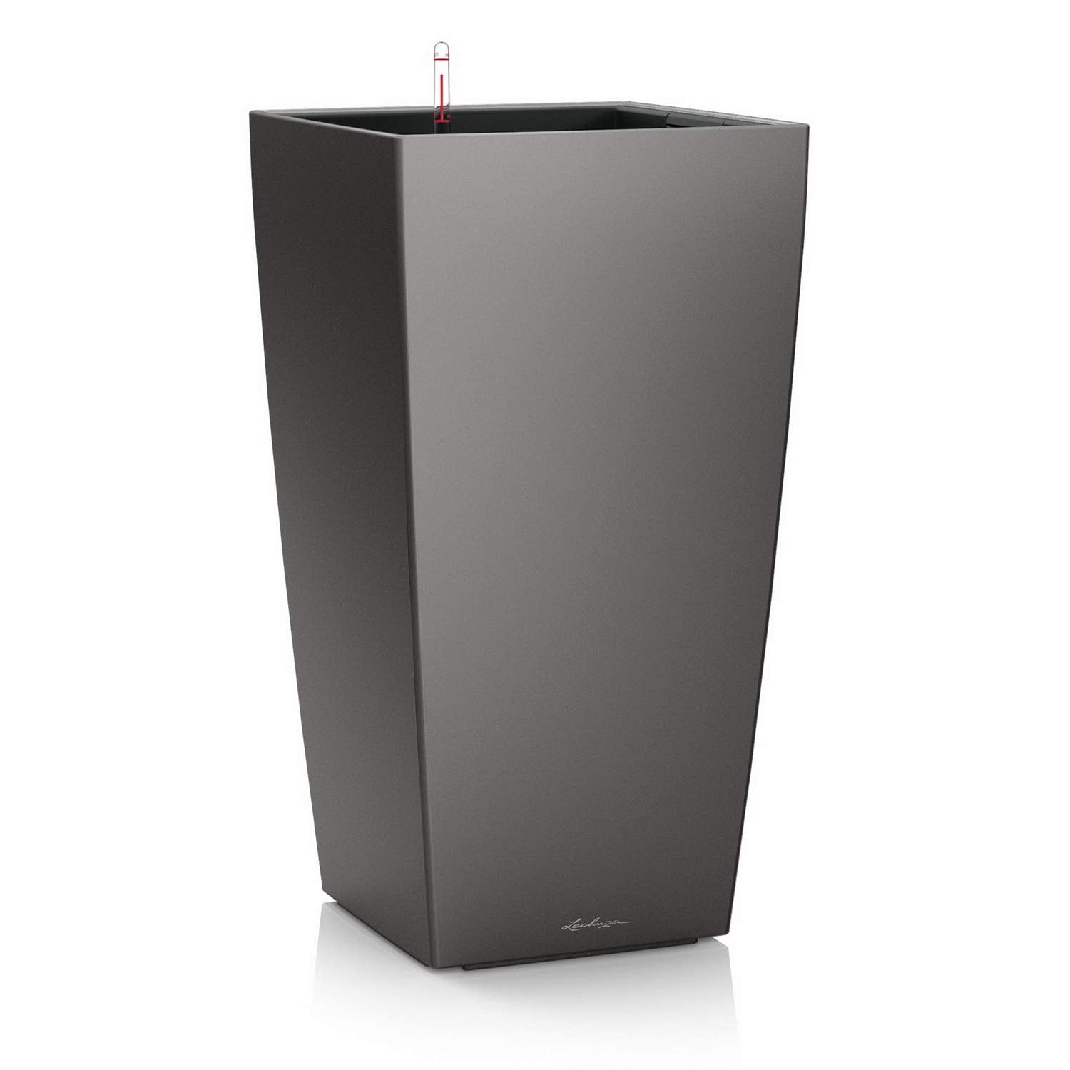 Lechuza Cubico 30 Self-Watering Planter | Charcoal Metallic Plastic