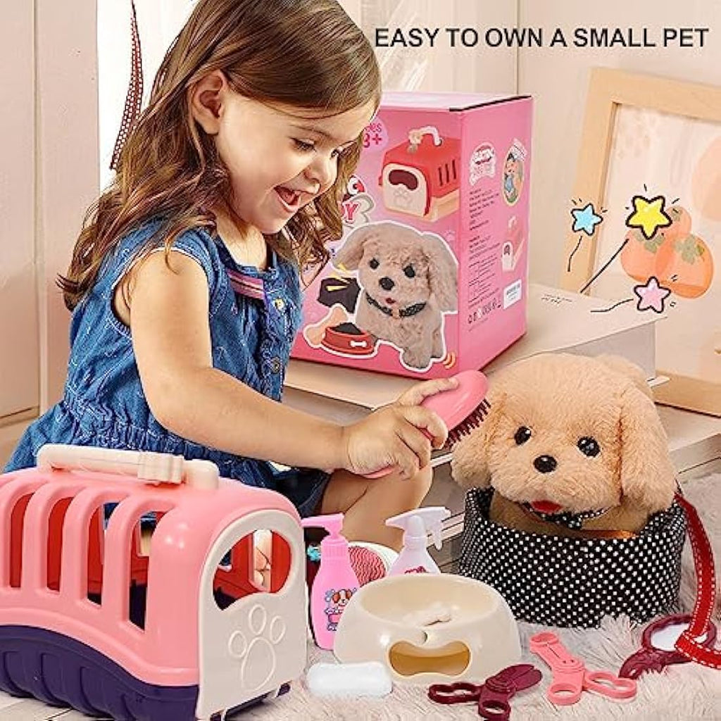 Tacobear Interactive Plush Puppy Toy – 13-Piece Pet Grooming Playset