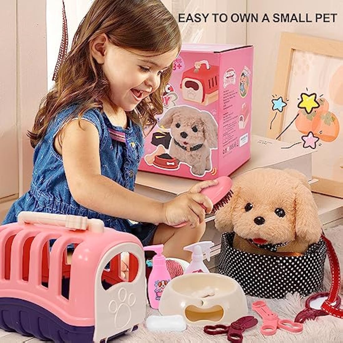 Tacobear Interactive Plush Puppy Toy – 13-Piece Pet Grooming Playset