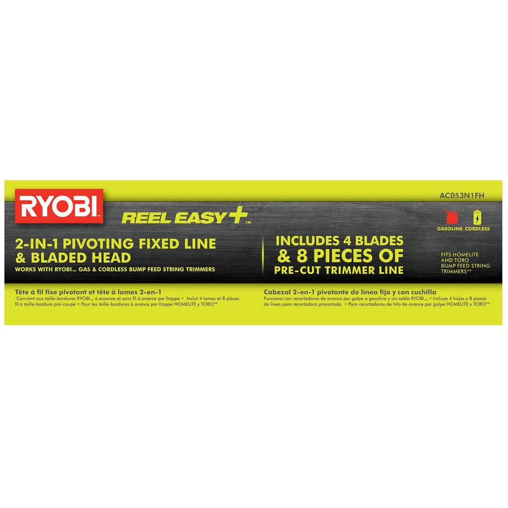 Ryobi Reel Easy+ 2-in-1 Pivoting Fixed Line and Bladed Trimmer Head