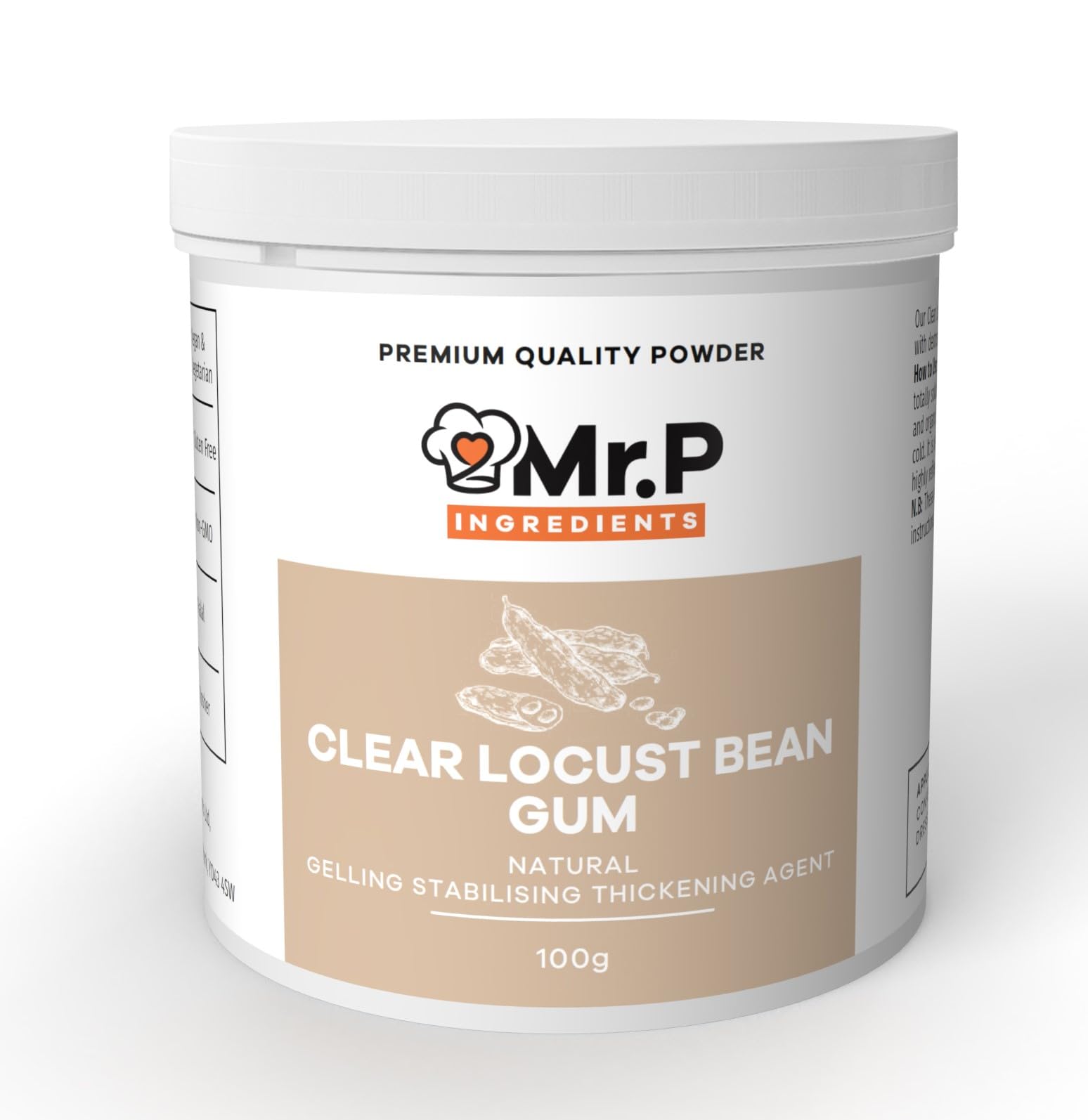 Mr.P Ingredients Locust Bean Gum 100g Powder | Vegan Stabilizer